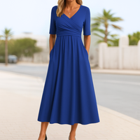 FRANKIE | CROSSOVER MIDI DRESS WITH SHORT SLEEVES