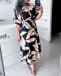 FAYAH | ELEGANT V-NECK MIDI DRESS