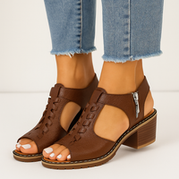 DENISE | ORTHOPAEDIC BLOCK HEEL SANDALS WITH SIDE ZIP