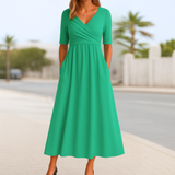 FRANKIE | CROSSOVER MIDI DRESS WITH SHORT SLEEVES