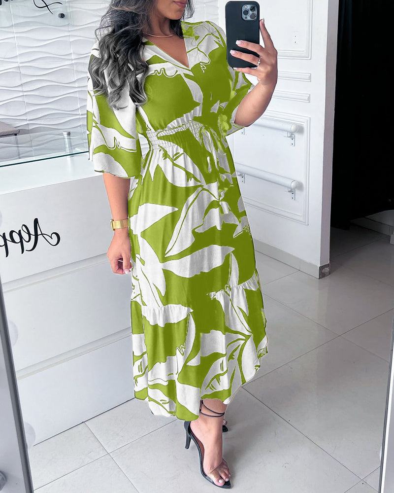 FAYAH | ELEGANT V-NECK MIDI DRESS