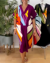 ROBYN | COLOURFUL LEAF PRINT DRESS