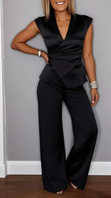 DINA | CASUAL V-NECK BUTTONED TWO-PIECE SET