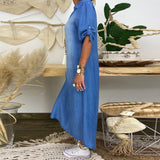 NOREEN | LONG DENIM DRESS WITH SIDE SLITS