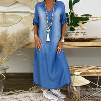 NOREEN | LONG DENIM DRESS WITH SIDE SLITS