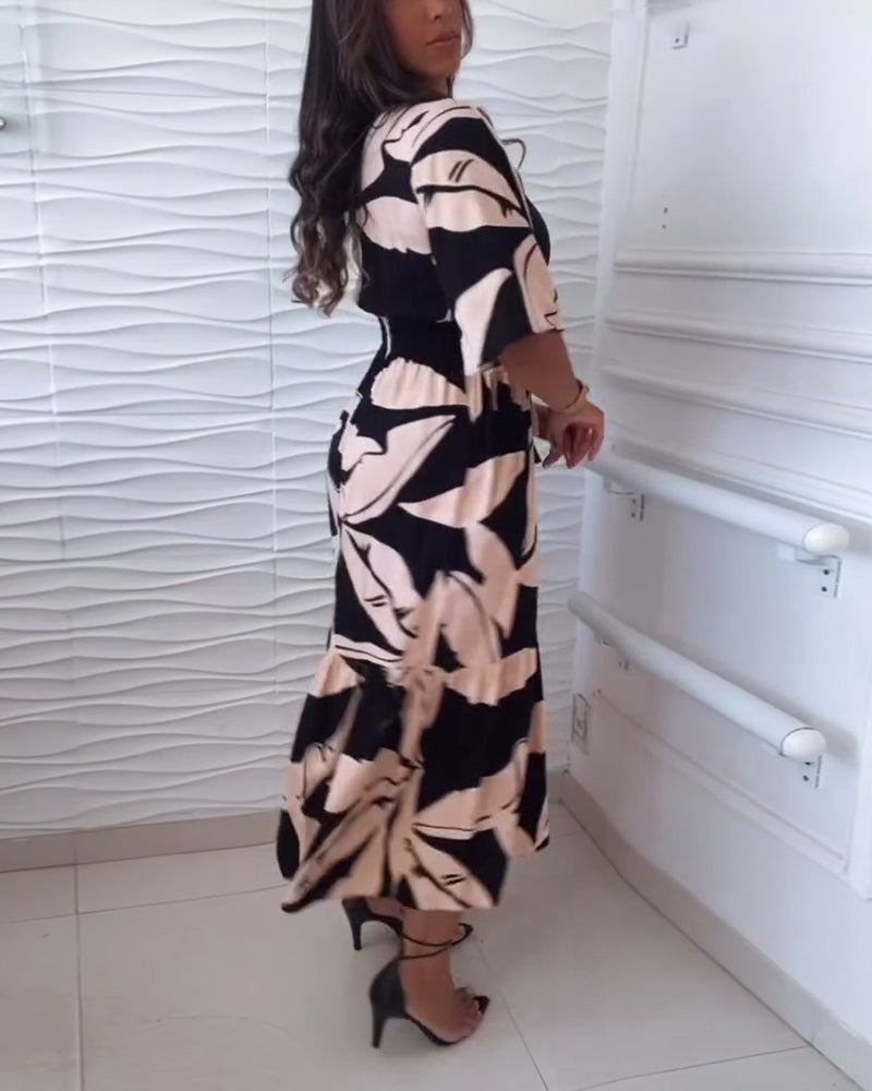 FAYAH | ELEGANT V-NECK MIDI DRESS