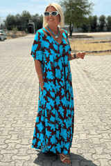 CONNIE | FLORAL V-NECK MIDI DRESS