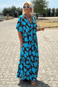 CONNIE | FLORAL V-NECK MIDI DRESS