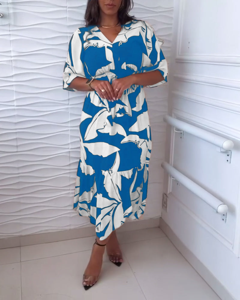FAYAH | ELEGANT V-NECK MIDI DRESS
