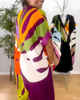 ROBYN | COLOURFUL LEAF PRINT DRESS