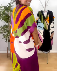 ROBYN | COLOURFUL LEAF PRINT DRESS