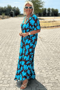 CONNIE | FLORAL V-NECK MIDI DRESS