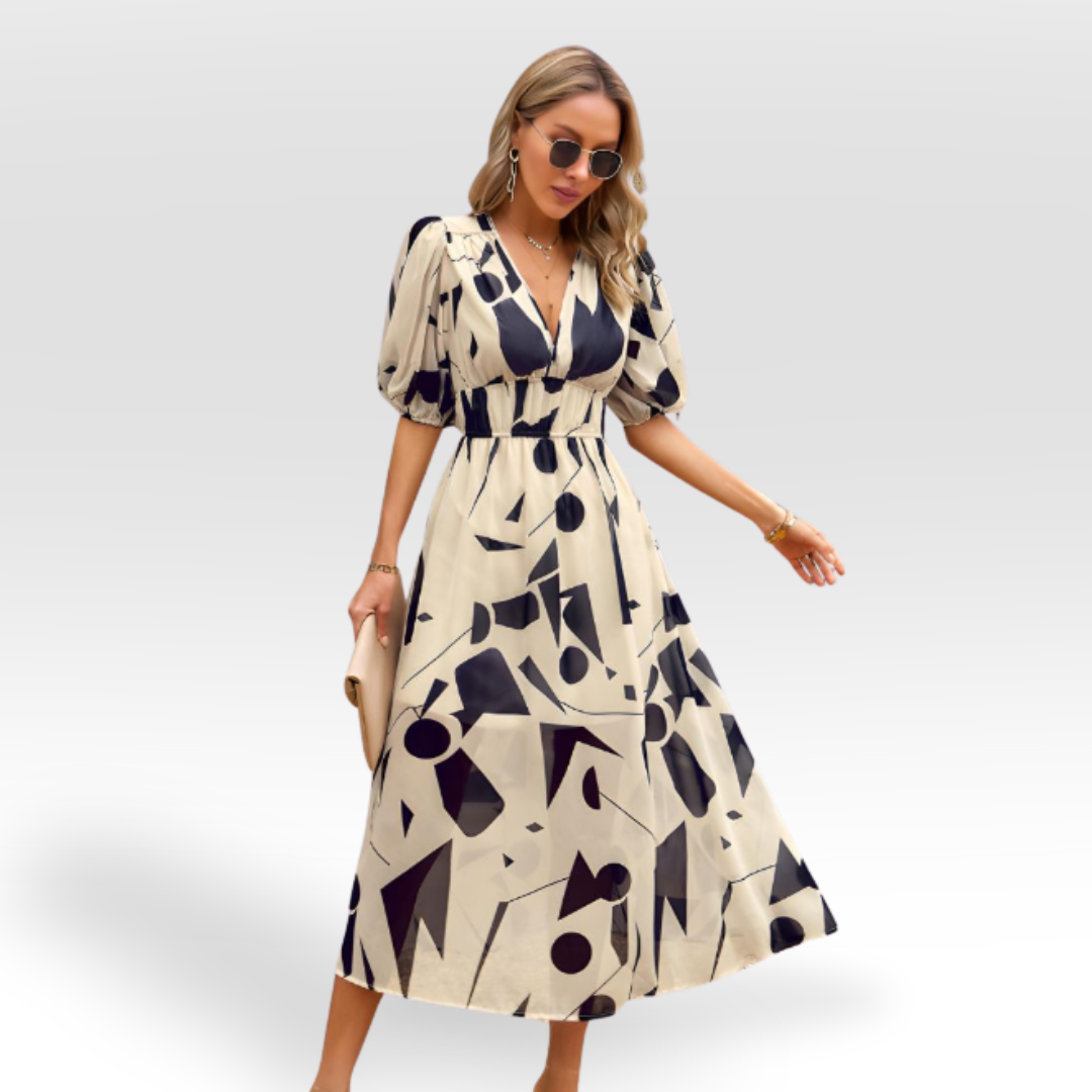ELIZABETH | RELAXED MIDI DRESS WITH V-NECK