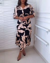 FAYAH | ELEGANT V-NECK MIDI DRESS