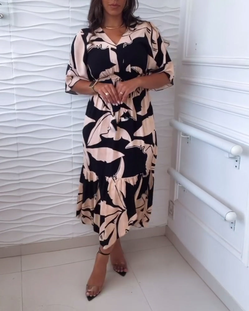 FAYAH | ELEGANT V-NECK MIDI DRESS