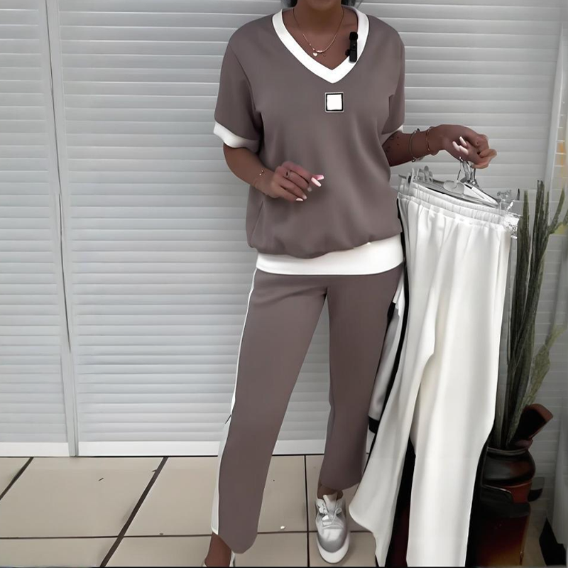 ALINA | CASUAL V-NECK TWO-PIECE SET