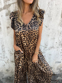OLIVETTE | LEOPARD PRINT MAXI DRESS WITH V-NECK