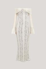 LANA | OFF-SHOULDER LACE CUTOUT MAXI DRESS
