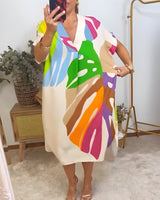 ROBYN | COLOURFUL LEAF PRINT DRESS