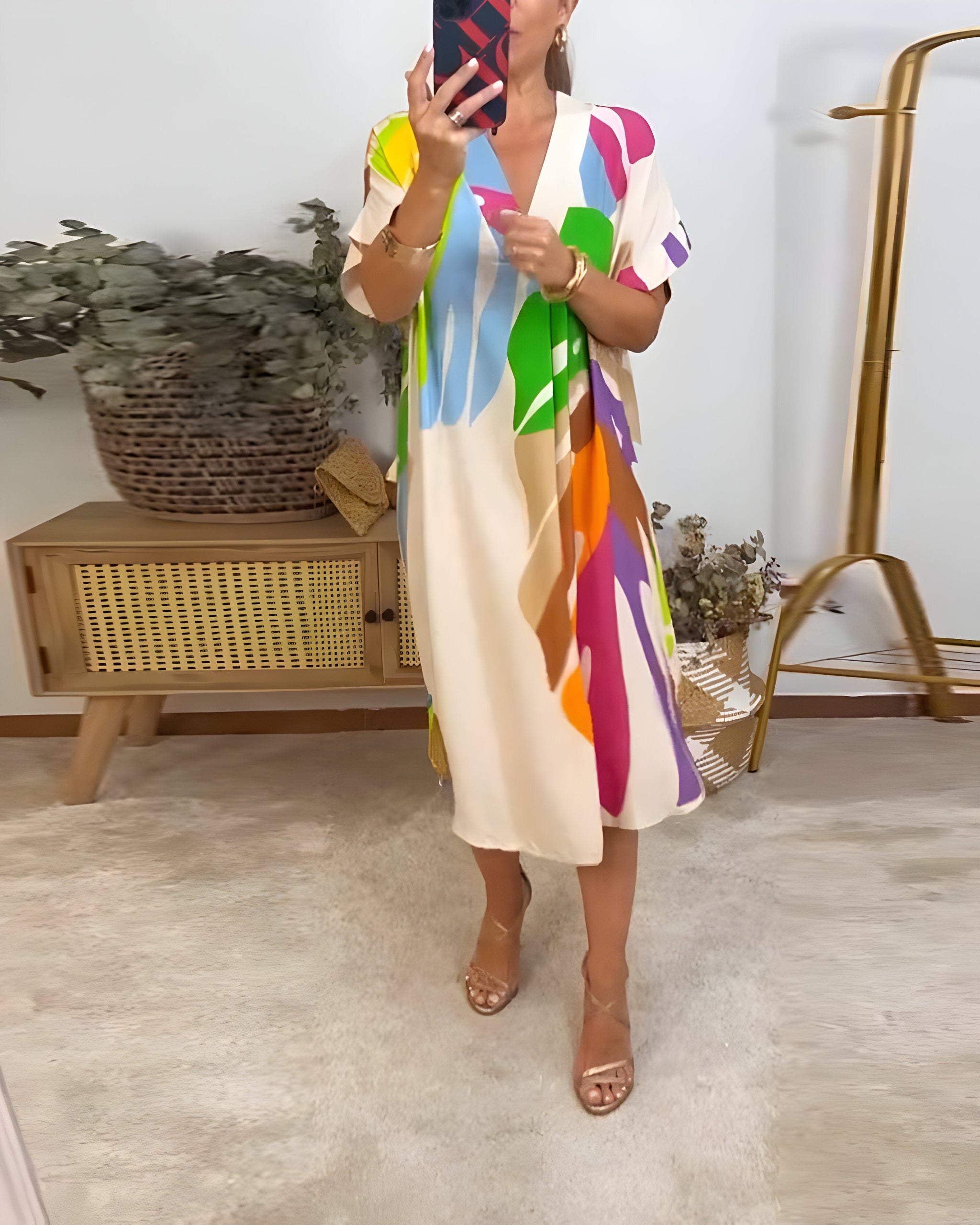 ROBYN | COLOURFUL LEAF PRINT DRESS