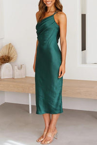 SANDRA | ELEGANT RUCHED ONE-SHOULDER MIDI DRESS