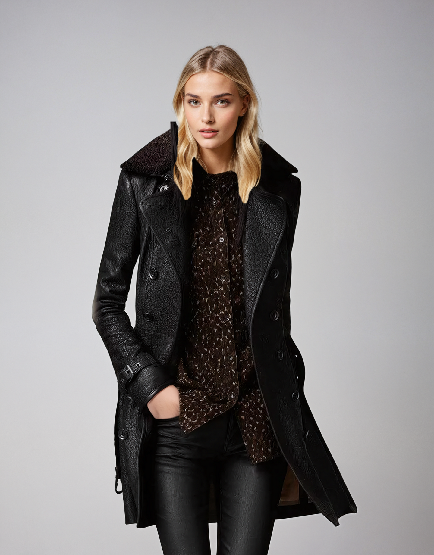 Karis | Luxurious Leather Trench Coat