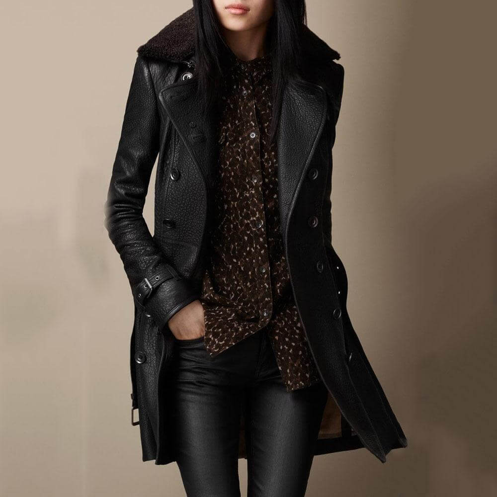 Karis | Luxurious Leather Trench Coat