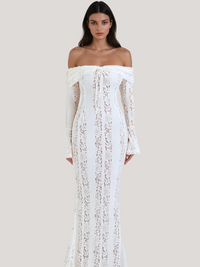 LANA | OFF-SHOULDER LACE CUTOUT MAXI DRESS