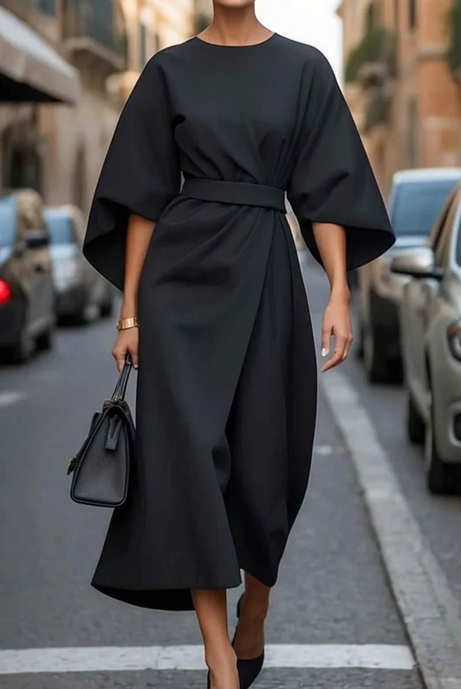 IONE | MAXI DRESS WITH LANTERN SLEEVES