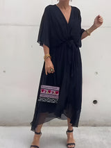 MARGERY | ELEGANT V-NECK CHIFFON MIDI DRESS