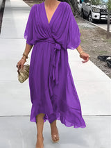 MARGERY | ELEGANT V-NECK CHIFFON MIDI DRESS