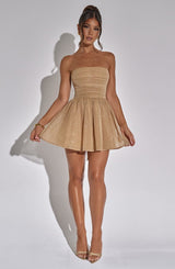 AMELIA | BACK-KNOT STRAPLESS GLITTER MINI DRESS