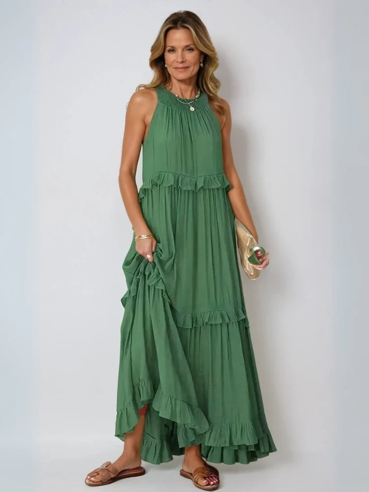 ENYA | RUFFLE DETAIL MAXI DRESS