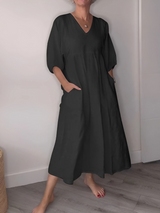 ALINAH | ELEGANT V-NECK MAXI DRESS